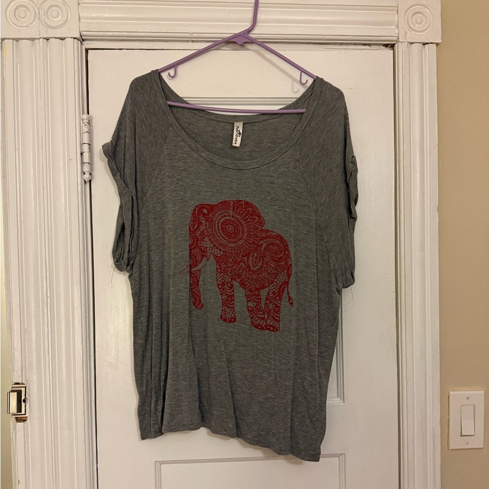Gray Elephant Print Women's Top